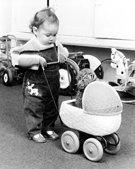Little leopard, baby animal, in doll carriage