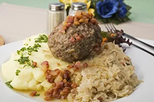 Liver dumpling with bacon sauce
