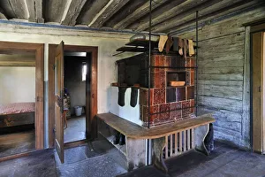 Living room with tiled stove, mid-19th century