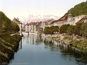 Ljubljana, German Laibach, river Ljubljanica