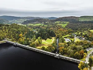 Llyn Brianne Dam and Reservoir from a drone