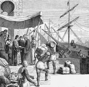 Loading of goods in an arabian port