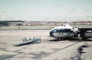 Loading ramp for a Silver City Airways aircraft arriving at Le Touquet, France, Europe 1960, Europe