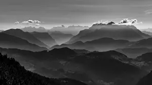 Loferer Steinberge and Berchtesgaden Alps in backlight