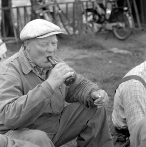 Log rafting in the 1950s on Lake Marmen Marmen or Marman. A lake west of Ljusne in the municipality of Soederhamn in Haelsingland and part of the Ljusnan main catchment area