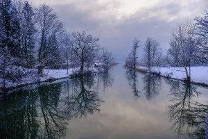 Loisach in winter, near Kochel am See