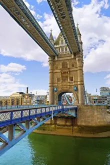 London Tower Bridge on Thames river in England