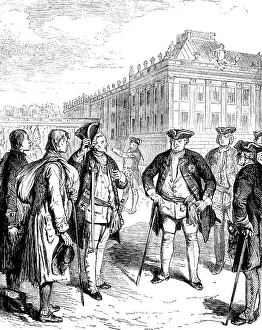 Long fellows arriving in Berlin are presented to King Frederick William I