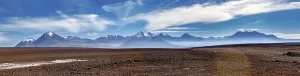 Long mountain range under a clear