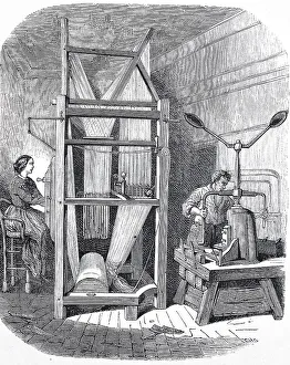 A loom, a device used to weave cloth and tapestry