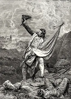 Lord Cochrane recovering the Spanish flag at the Siege of Roses