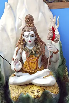 Lord Shiva statue sitting on tiger skin