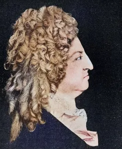Louis XIV of France in 1796, from the wax medallion by Benoist in the king's bedchamber in Versailles