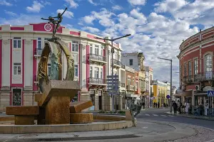 Loule, Algarve, Portugal - Houses with colourful facades in the old town of Loule
