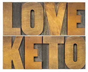Love keto - isolated word abstract in vintage letterpress wood type