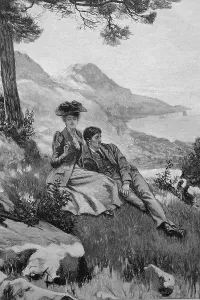 Lovers resting at the edge of the forest