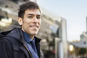 Low-angle view of an attractive man looking at camera
