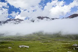 Low clouds in mountains. Kirghizia