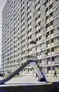 Low cost housing high rise blocks of flats