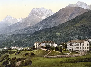 Lower Engadine, Vulpera with mountains