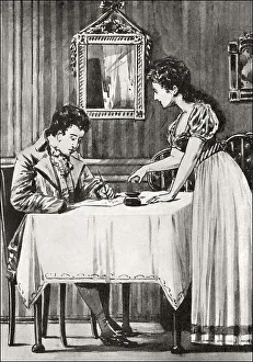 Luciane and the young man, scene from the novel Elective Affinities