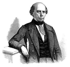Ludwig Uhland in 1848. historic illustration from Deutsche Literaturgeschichte