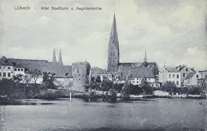Luebeck, city tower and Aegidienkirche