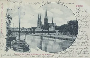 Luebeck, at the Trave Marienkirche and Petrikirche