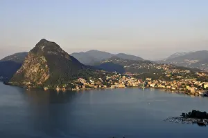 Lugano with San Salvatore mountain on Lago di Lugano