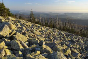 Lusen, 1373 metres, sea of granite blocks on the summit