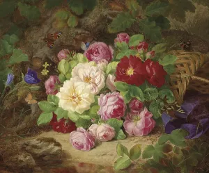 Lush bouquet of flowers on the forest floor