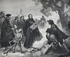 Luther burning the bull of Pope Leo X