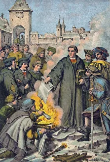 Luther burning the bull of Pope Leo X