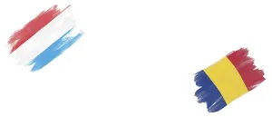 Luxembourg and Romania Flags on White Background