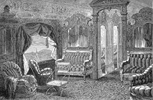 Luxury railway carriage of the 19th century American railway