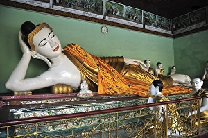 Category Buddhism Prints: Lying Buddha, Shwedagon Pagoda
