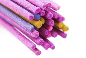 Macro background of aroma incense sticks over white