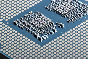 Framed Print : Macro image of the microchips of a modern processor