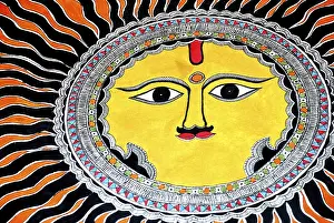 Category Historic EN Prints: Madhubani painting of god sun