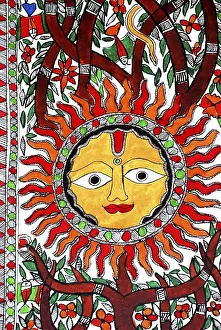 Category Historic EN Prints: Madhubani painting of god sun