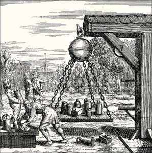 The Magdeburg hemispheres, vacuum experiment by Otto von Guericke
