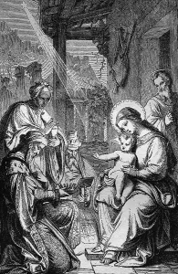 The Magi or three wise men, historic steel engraving from 1860