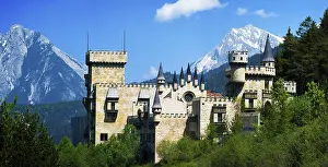 The Magic Castle Seefeld, with mountain range of Karwendel in background