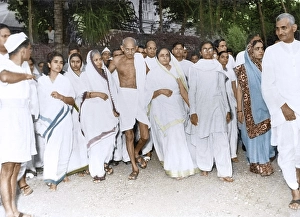 Mahatma Gandhi with associates at Birla House, Mumbai, Maharashtra, India, Asia, September 1944, Asia