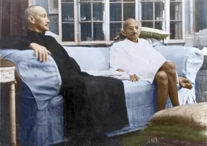 Mahatma Gandhi with Chinese leader Chiang Kai shek, Calcutta, India, Asia, February 18, 1942, Asia