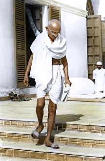 Mahatma Gandhi in compound of Birla House, Delhi, India, Asia, 1938, Asia
