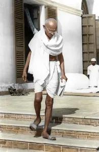 Mahatma gandhi in compound of birla house, delhi, india, asia, 1938