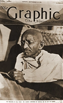 Mahatma Gandhi on cover of magazine The Graphic, India, Asia, September 19, 1931, Asia