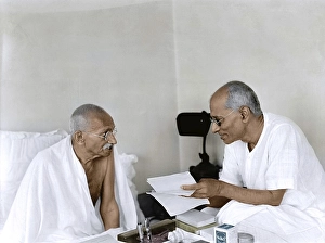 Mahatma Gandhi discussing with C Rajagopalachari, Mumbai, Maharashtra, India, Asia, June 21, 1945, Asia