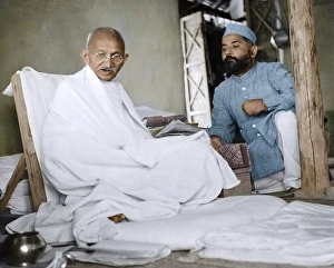 Mahatma Gandhi and Dr Zakir Hussain, Sevagram, Wardha, Maharashtra, India, Asia, 1945, Asia